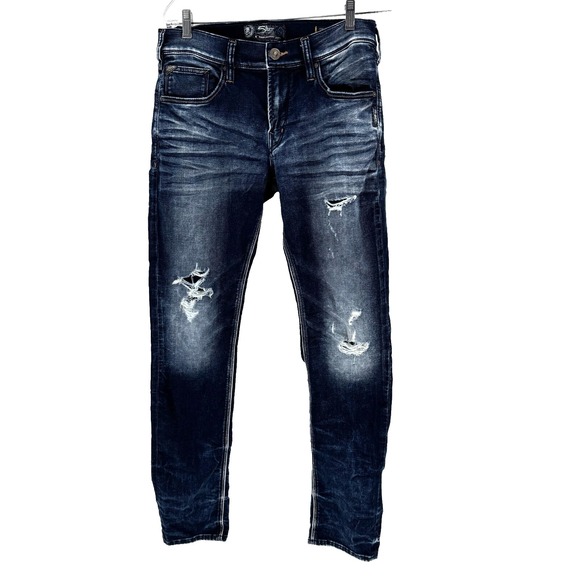 Silver Jeans Allan‎ Men's 31x32 Blue Straight Leg Stretch Distressed Dark Faded - Picture 1 of 9